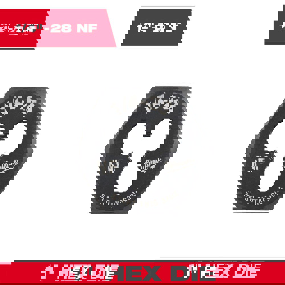 Hex Rethreading Dies; Thread Size (Inch): 1/4-28 ; Material: Carbon Steel ; Thread Direction: Right Hand ; Thread Standard: UNF ; Series: Hex-LOK ; Hex Size (Decimal Inch): 1.0000